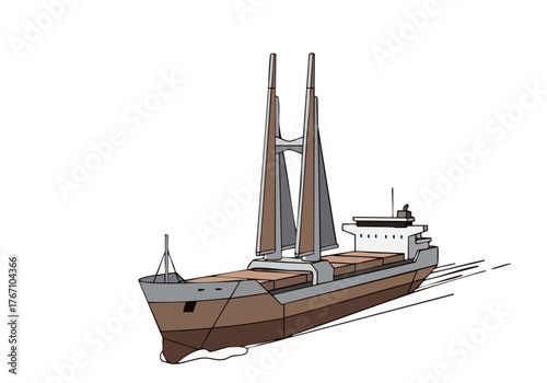 A stylized illustration depicts the 'Sea Power Ease' vessel, a floating offshore wind turbine platform, sailing against a blue backdrop. Modern, graphic style.