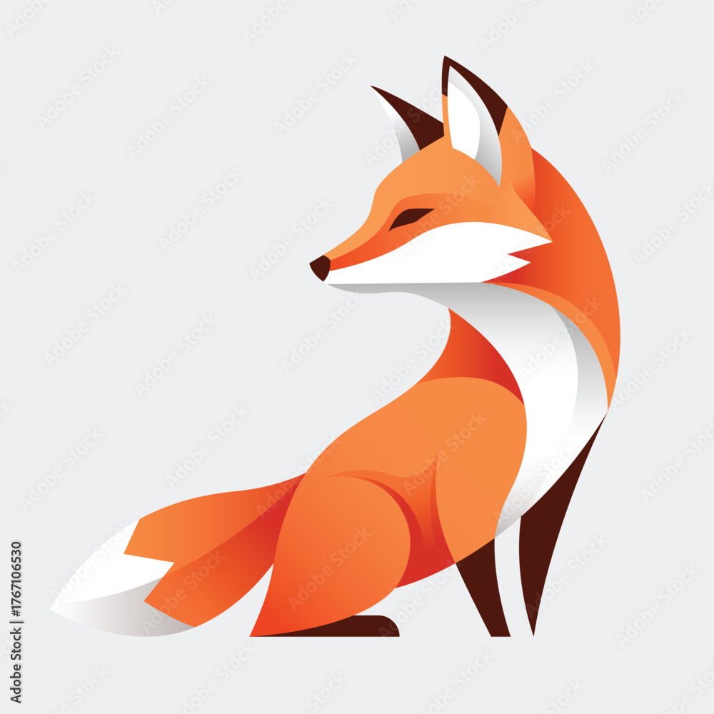 Obraz premium Minimal Fox Mascot for Brand Identity Orange Logo