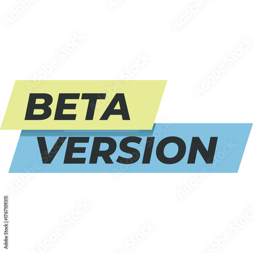 Beta Version Text Overlay With Yellow And Blue Rectangles On Transparent Background