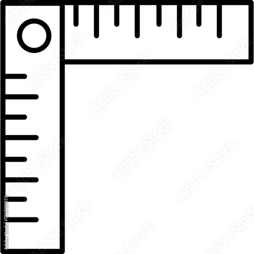 Black And White Metal Try Square Ruler With Measurements For Woodworking And Construction On Transparent Background Studio Shot