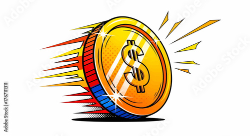 Fast money concept for successful business marketing and advertising in a pop art vector illustration style