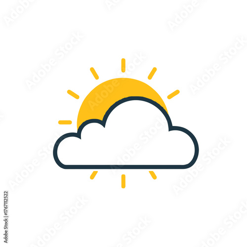 Bright sun peaking through a fluffy cloud signaling pleasant weather ahead