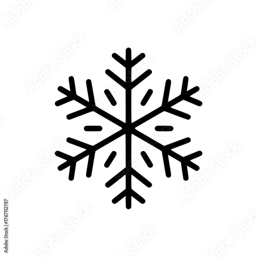 Elegant snowflake icon symbolizing winter's beauty and crisp, cold weather.
