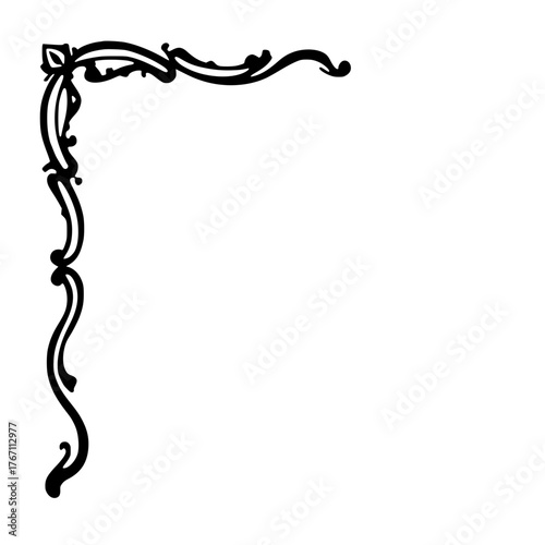 Elegant black corner flourish enhances invitations, certificates, and elegant designs