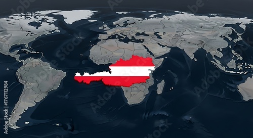 Austria Map Flag Central Europe Country Borders World Globe Rendering Global Atlas