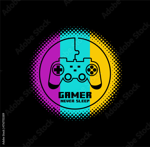 GAMER Never Sleep Typography tee shirt design vector illustration