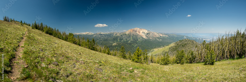 Fototapeta premium Panorama of Sepulcher Mountain Trail and Electric Peak