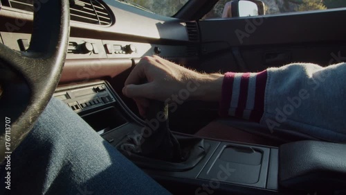 Enjoying retro car driving experience in classic 80s style