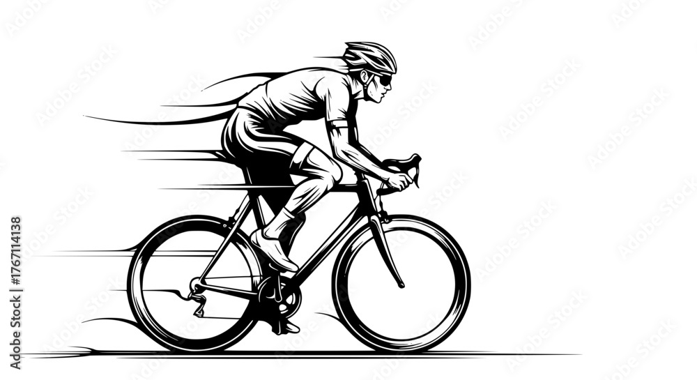 Obraz premium Vector of a cyclist pedaling with fluid and modern lines
