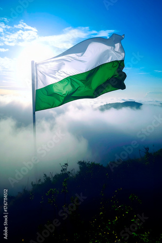 Bandera de Antioquia al Aire.	