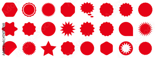 Set of sale sticker, price tag, starburst, quality mark, sunburst badgesa and retro stars.