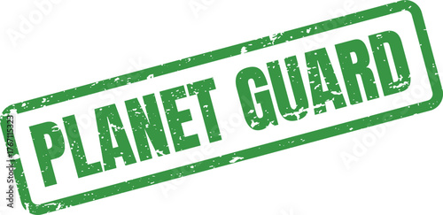 Planet Guard green textured stamp advocating for environmental protection and ecological preservation efforts