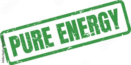 Textured green rectangular rubber stamp with the powerful and motivating text PURE ENERGY