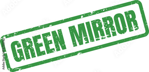 Distressed Green Mirror Rubber Stamp Seal for Reflection and Self Awareness Concepts