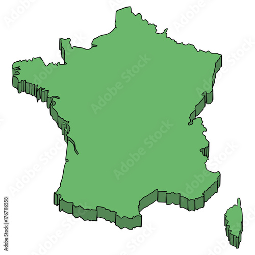France map illustration hand drawn isolated vector