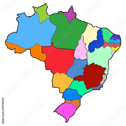 Brazil map illustration hand drawn isolated vector