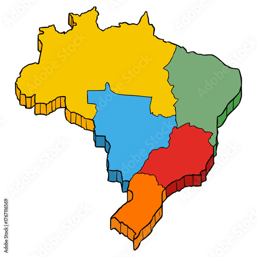 Brazil map illustration hand drawn isolated vector