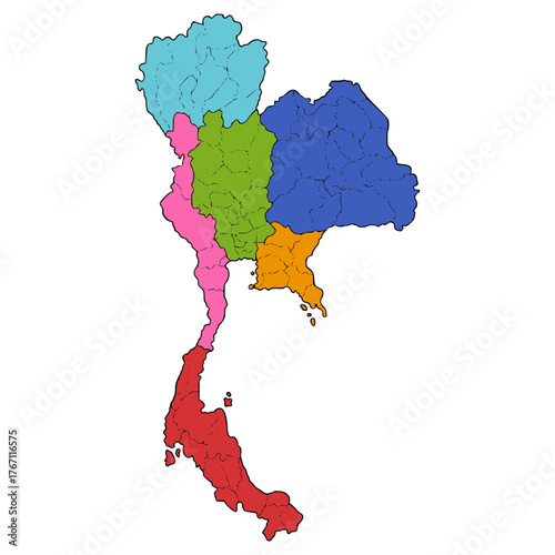 Thailand map illustration hand drawn isolated vector