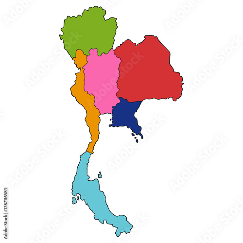Thailand map illustration hand drawn isolated vector