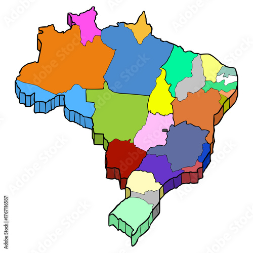 Brazil map illustration hand drawn isolated vector