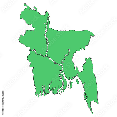 Bangladesh map illustration hand drawn isolated vector