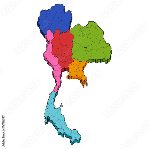 Thailand map illustration hand drawn isolated vector