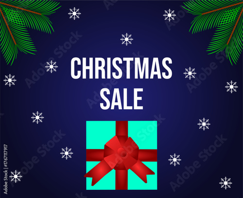 Banner for Christmas sales with the inscription "Christmas sale" and a gift box