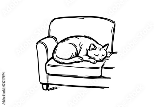 Sofa hand drawn simple sketch vector illustration