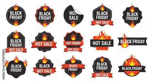 Black Friday Sale Hot Deals Price Discount Offer Banners and Labels Collection