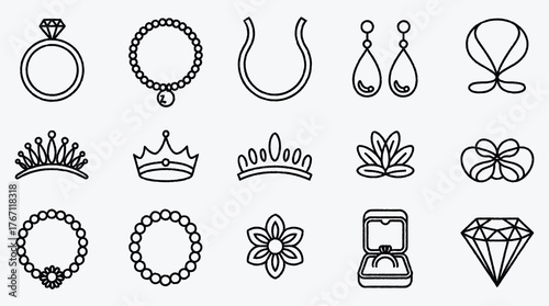 Elegant Jewelry and Accessories Line Art Collection for Fashion Designs Projects
