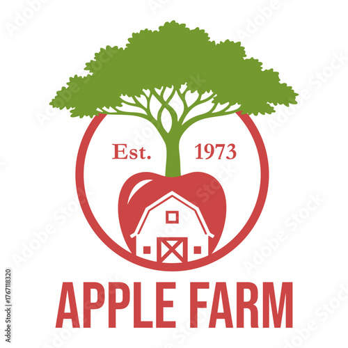 apple farm flat minimalist logo design
