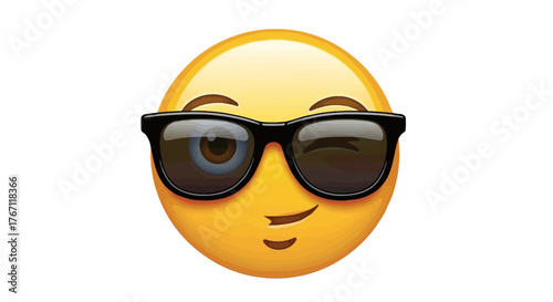 Cool Winking Face Emoji with Sunglasses - Playful Confident Yellow Icon