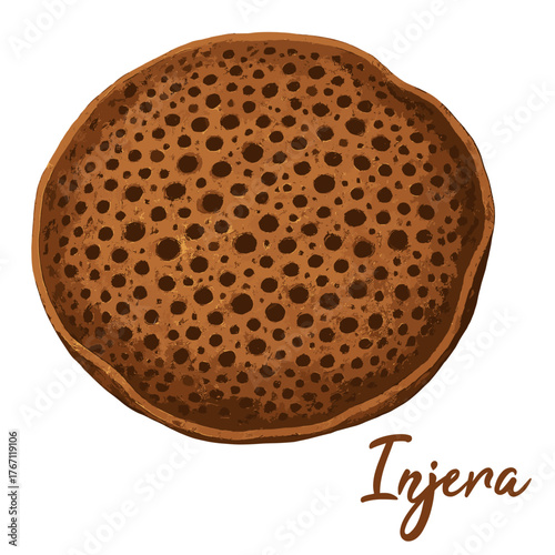 injera in watercolor illustration style, isolated vector on transparent background