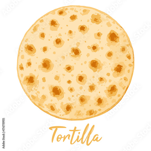 tortilla in watercolor illustration style, isolated vector on transparent background