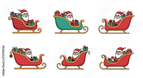 santa claus sleigh bring the gift collection