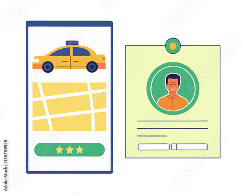 Ride hailing app driver profile card ui vector illustration scalable eps icon vector