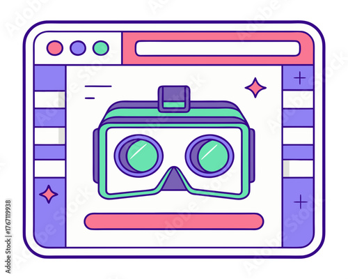 Creative ar vr app screen 3d headset widget illustration scalable vector eps icon vector