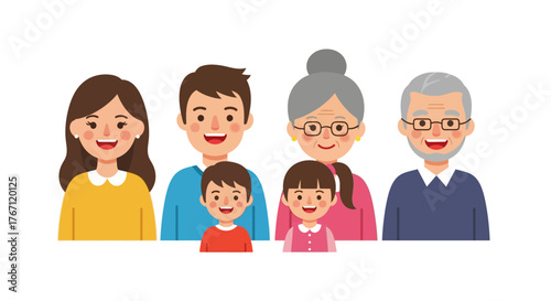Generations United A Cartoon Family Portrait of Love and Togetherness