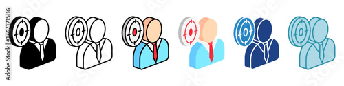 Target Audience Mini Illustration Multi Style Isometric Icon. Use For Modern Concept, Print, Ui, Ux Kit, Web And App Development. Vector Related To Market, Business, Finace