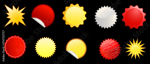 Autumn leaves vector set with colorful round icons and glossy design elements. Vector illustration of elements for your design
