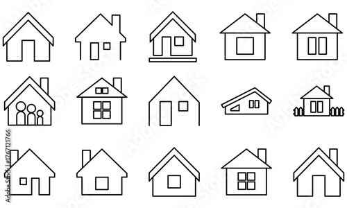 Set of house and home icons for real estate and architecture design. outline editable Stroke. house icon, housing. 