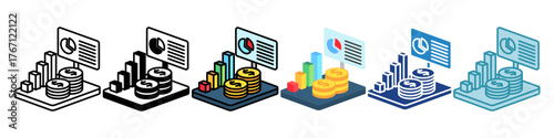 Metrics Board Mini Illustration Multi Style Isometric Icon. Use For Modern Concept, Print, Ui, Ux Kit, Web And App Development. Vector Related To Market, Business, Finace