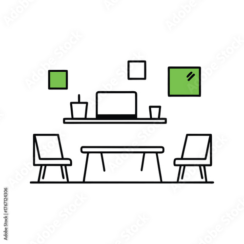 Modern coworking interior vector illustration