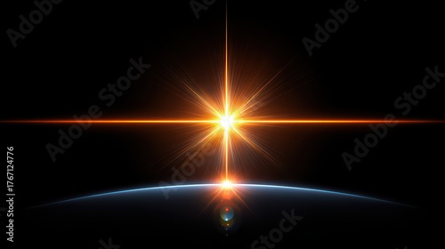 Fototapeta Naklejka Na Ścianę i Meble -  New Beginning Stock Image: Rising Sun Over Earth Background, Sunrise, Space