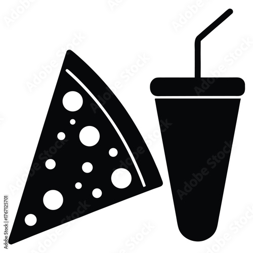 A Pizza and drink, pizza and drink combo 