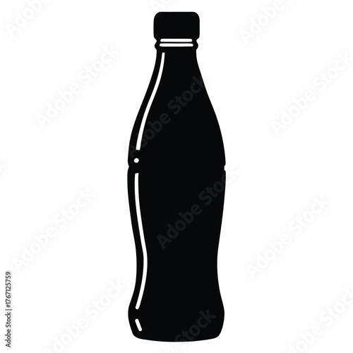 A Simple Silhouette sleek, minimalistic illustration of a soda bottle. vector design