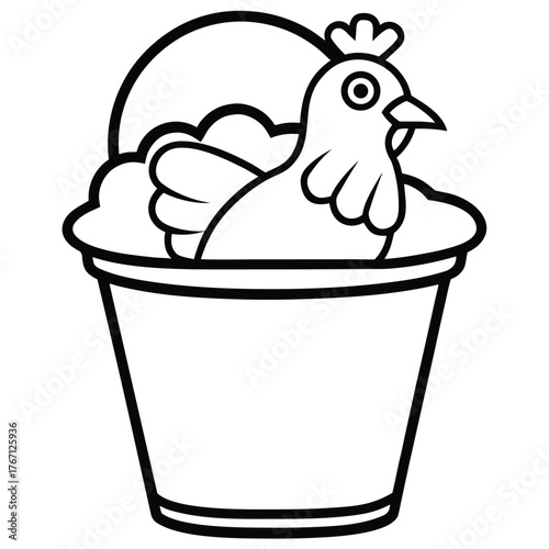 A chicken bucket line art