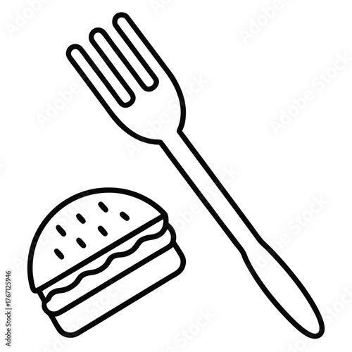 A fork and burger icon