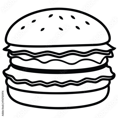A line art hamburger vector illustration
