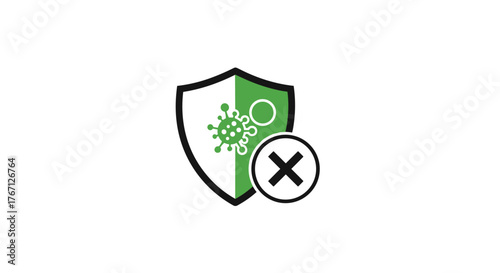 Shielding against viruses and germs with a protective barrier and a clear 'no' symbol signifying safety